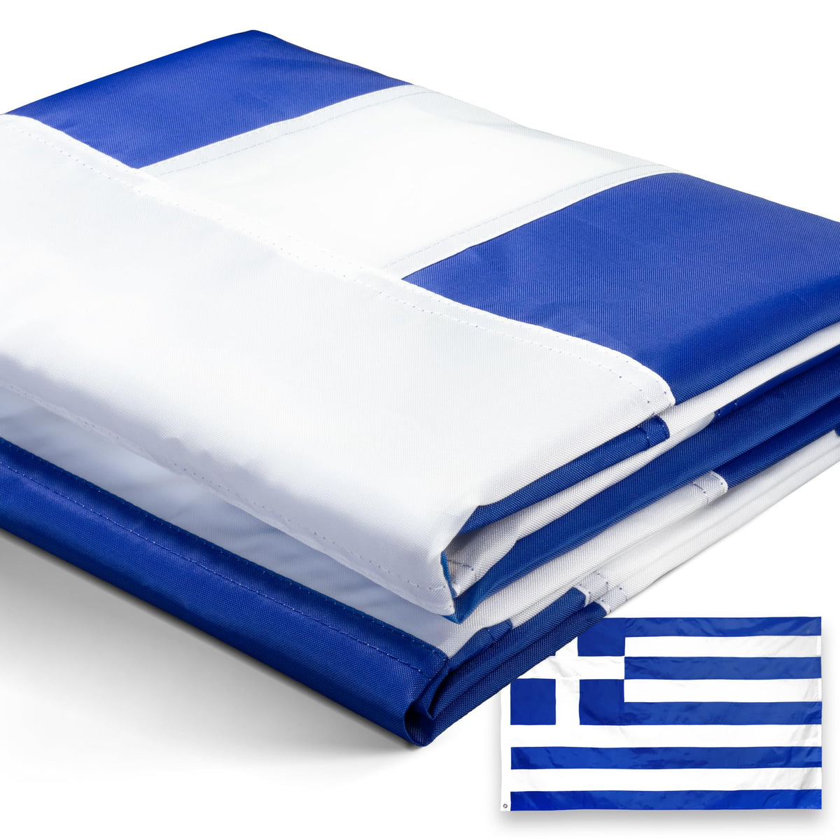Anley Everstrong Series Greece Flag 3X5 Foot Heavy Duty Nylon - Embroidered And Sewn Stripes - 4 Rows Of Lock Stitching - Greek