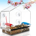 Clear Bird Feeders For Window - Bird House Style Window Bird Feeder - Window Bird Feeders With Strong Suction Cups - Drain Holes