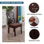 Genina Waterproof Seat Covers For Dining Room Chair Covers Waterproof Dining Chair Covers (6 Pcs-Rear-Gapped, Chocolate)