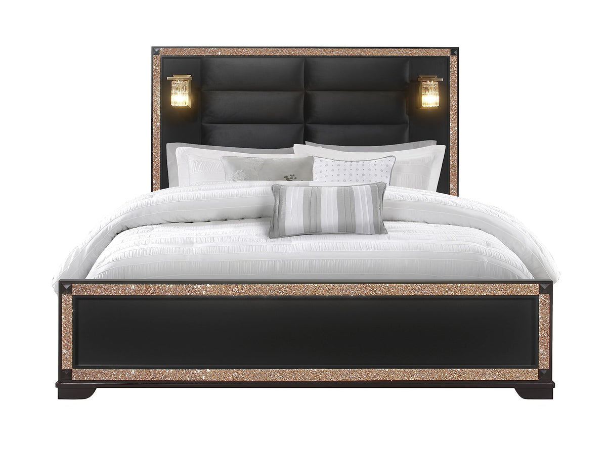 Mby Blake Black-Gold Bed Panel, King (U.S. Standard)