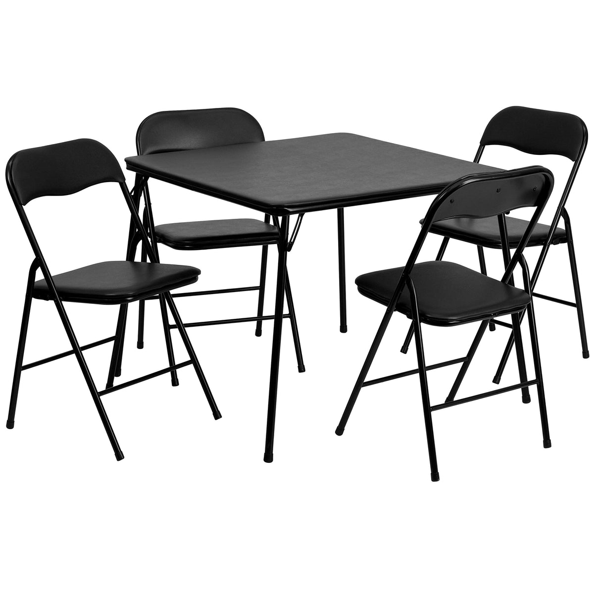 Flash Furniture Madison 5-Piece Folding Card Table and Chairs Set, Portable Event Table and Chairs Set, Black