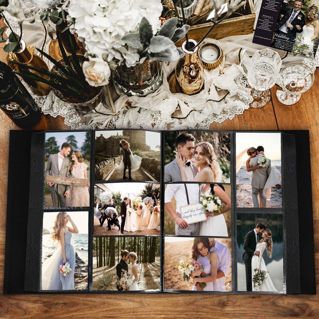 Lanpn Wedding Photo Album 4X6 1000 Pocket Photos Slip In, Linen Cover Large Capacity Newlywed Marriage Window Album Hold 1000 Ho