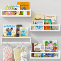 Fixwal Nursery Book Shelves, 16.5 Inch Floating Bookshelves For Nursery & Playroom Decor, Set Of 4, Solid Wood Wall Mounted Shelves For Books And Toys Storage (White)