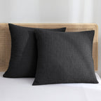 Phf Ultra Soft Waffle Weave Euro Shams Pillow Covers 26' X 26' 2 Pack, No Filling, Breathable Skin-Friendly Euro Throw Pillow Covers For Bed Couch Sofa, Black