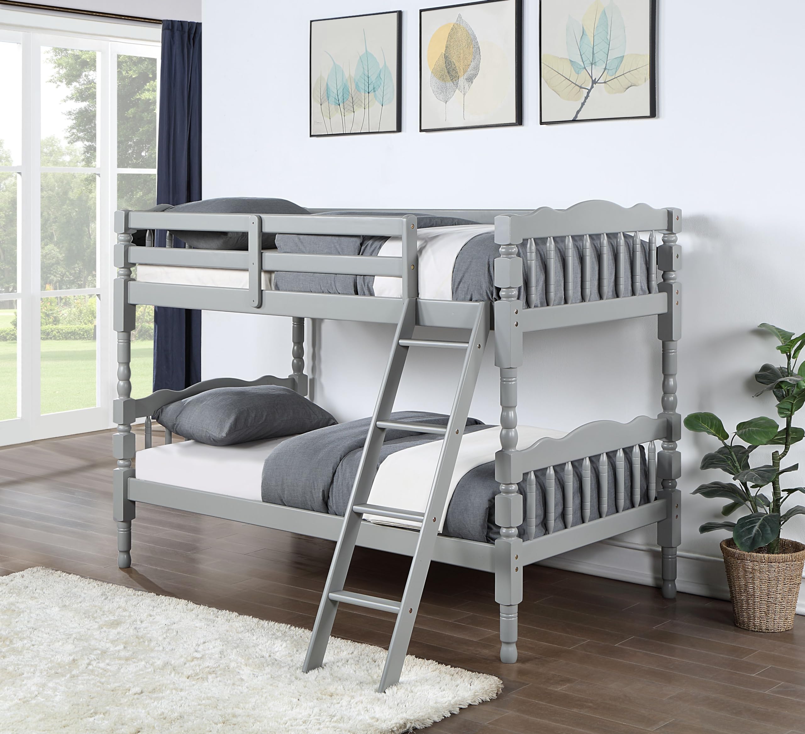 Acme Homestead Twin Twin Wooden Bunk Bed in Gray Finish