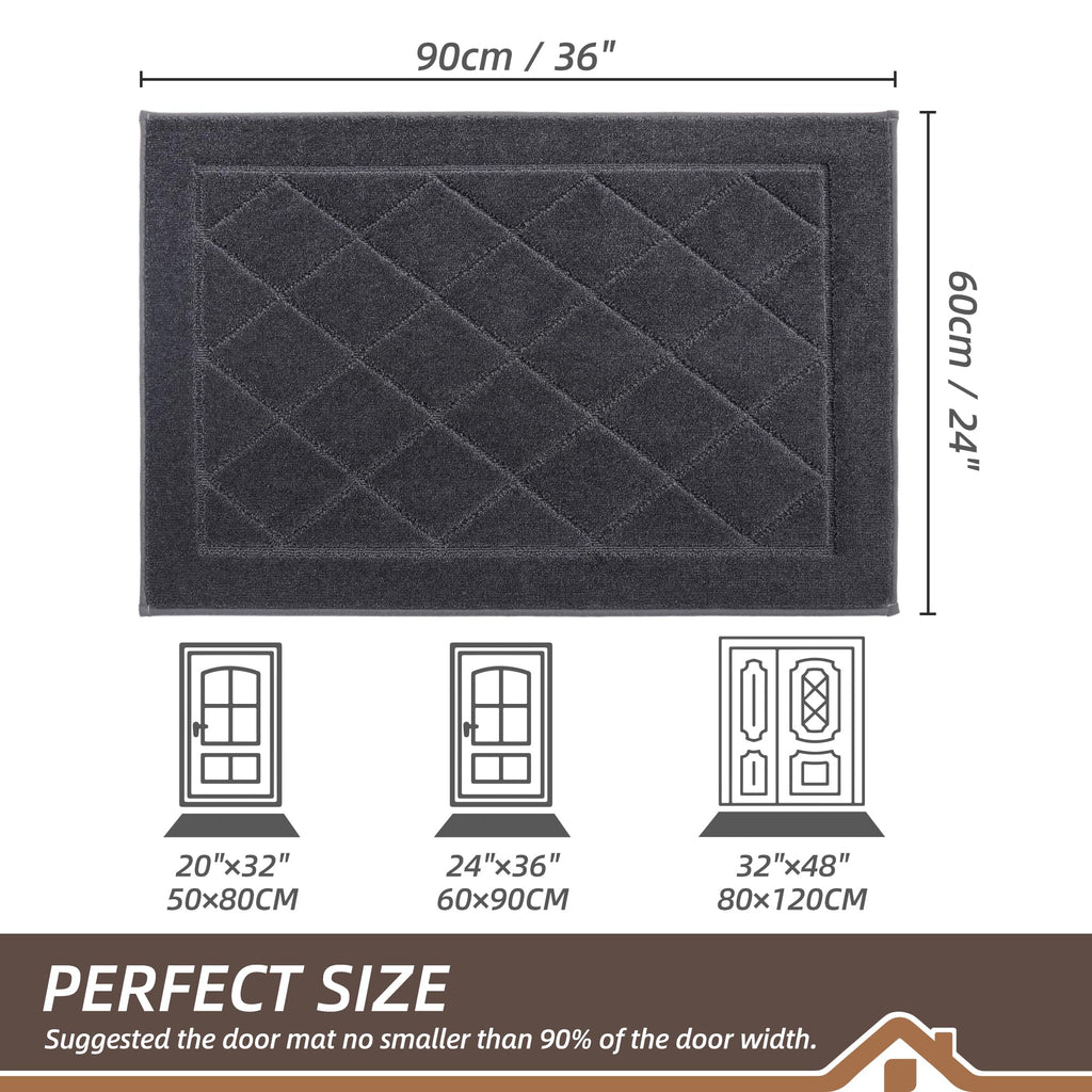 Beqhause Dirt Trapper Door Mat 24'' X 36'', Non-Slip Machine Washable Entryway Rug, Dog Door Mat Indoor, Stain Resistant And Abs