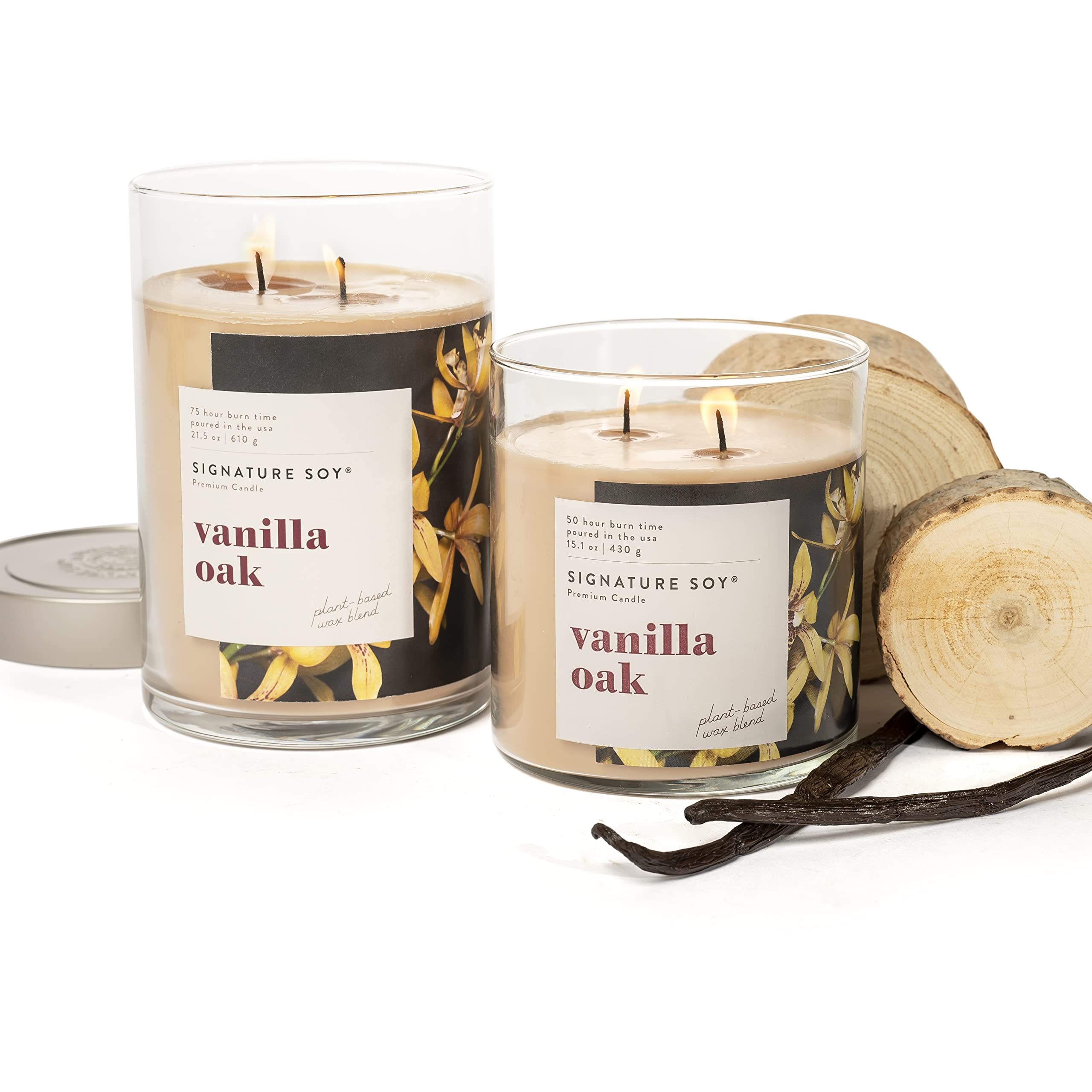 Signature Soy Large Jar Vanilla Oak Scented Candle - Lidded, Aromatic Home Fragrance for Relaxation and Ambiance