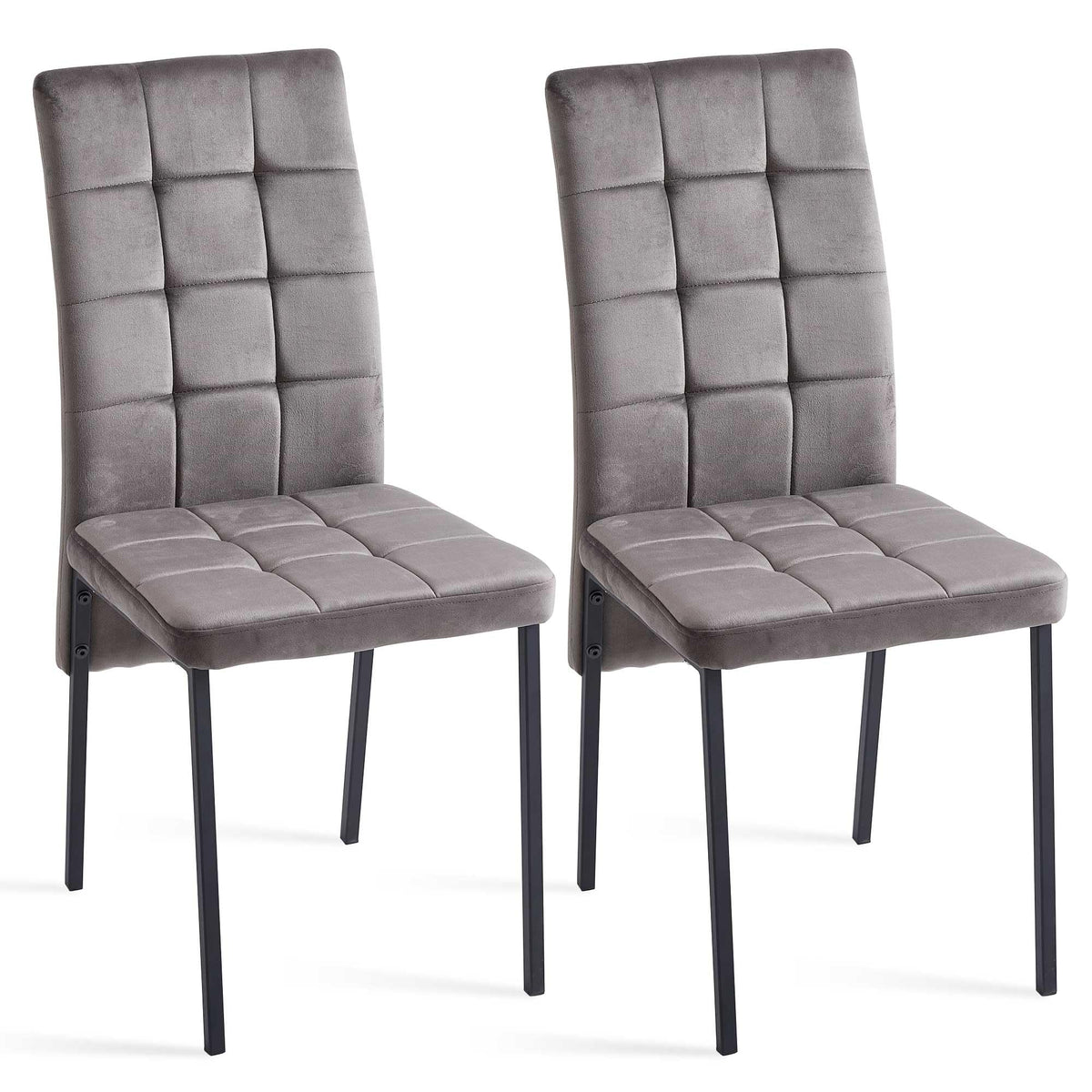 Nordicana Upholstered Velvet Dining Chairs Classic Kitchen High Back Chairs Set Of 2, Featured Dovetail Tufted Side Chairs, Blac