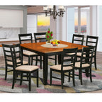 East West Furniture PARF9-BLK-C 9 Piece Dining Set Includes a Square Dining Room Table with Butterfly Leaf and 8 Linen Fabric Upholstered Kitchen Chairs, 54x54 Inch, Black & Cherry