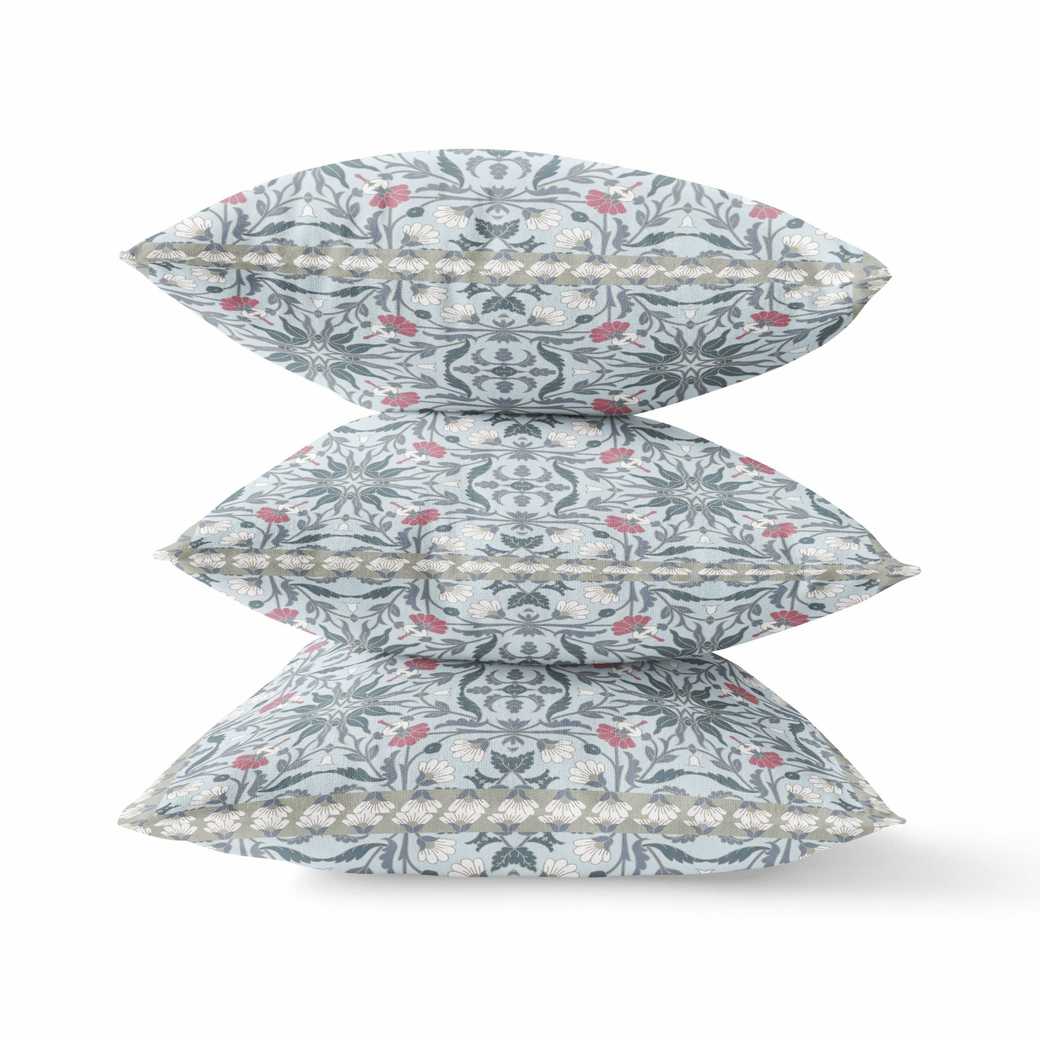 HomeRoots Light Blue White Broadcloth 26â€ Powder Blue Paisley Indoor Outdoor Throw Pillow