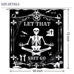 Laifzere Funny Black Skull Goth Shower Curtain Let That Shit Go Shower Curtain For Bathroom Set Skeleton Halloween Gothic Fun Fa