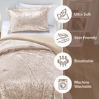 Comfort Spaces Luxe Twin Comforter Set Velvet Comforters For Twin Size Bed, Microfiber Reverse, Juliette, All Season Velvet Bedd