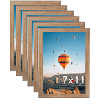 JCJMY 7x11 Picture Frame Set of 6 Rustic Brown for Wall Hanging or Tabletop- Wall Mounting Horizontally or Vertically, 7 x 11 Wa