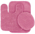 3 Pc Bathroom Rug Set Bath Mats Angela Solid Hot Pink Color Anti Slip Soft Mats New