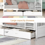 Merax Wood Bunk Bed With Drawers,Convertible Wood Bunk Bed With Ladders And Two Storage Drawers,Solid Wood Detachable Bunk Bed Frame With Ladders,Twin Over Twin Size,White