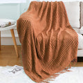 Blagic Grey and White Knit Throw Blanket with Tassel| Home Decor Blanket| Holiday Throw| Wrap Shawl Scarf, Lightweight Soft Cozy