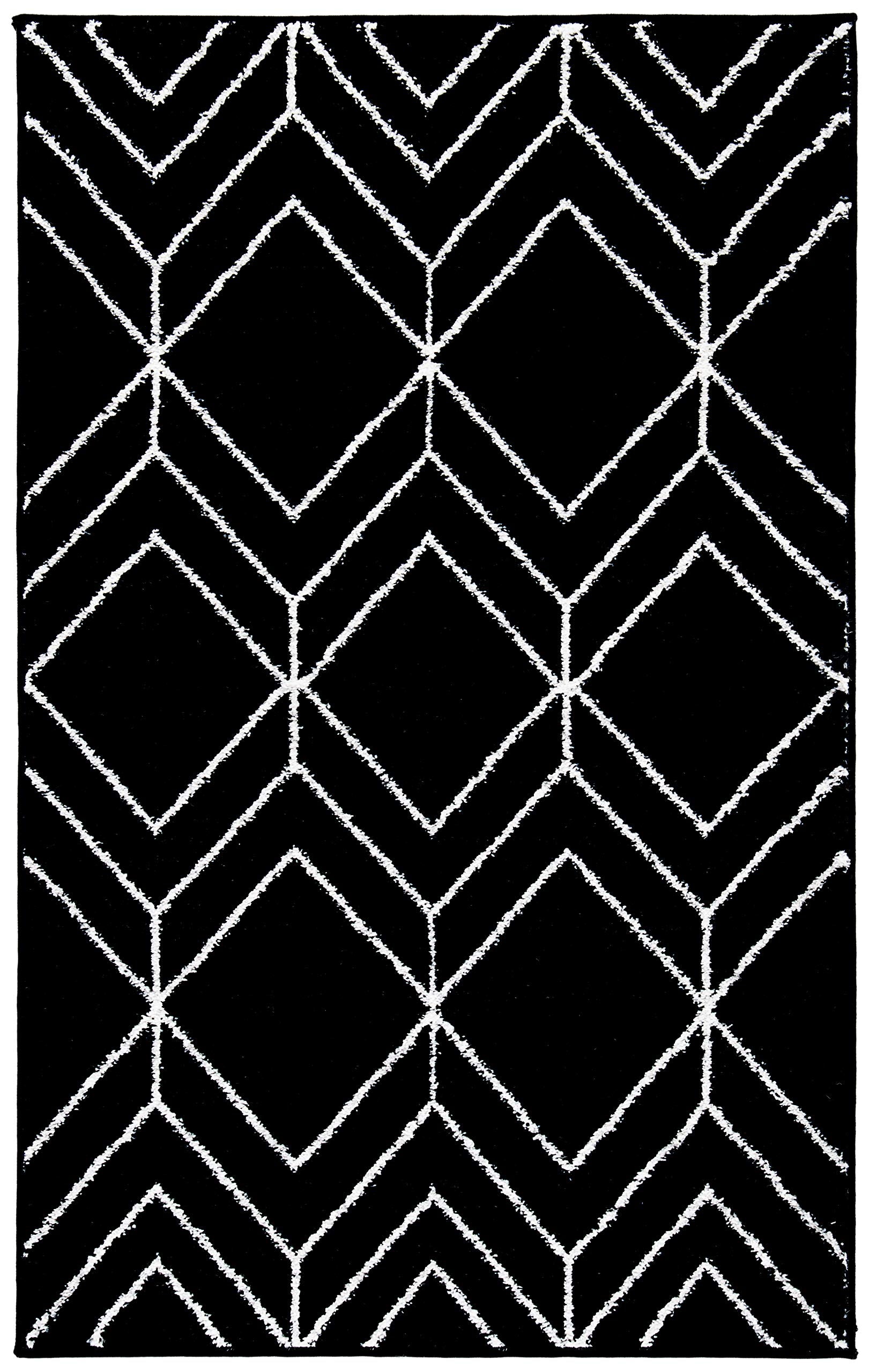SAFAVIEH Adirondack Collection Accent Rug - 26 x 4, Black & Ivory, Modern Geometric Design, Non-Shedding & Easy Care, Ideal fo