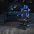 Flash Furniture X40 Gaming Chair Racing Ergonomic Computer Chair with Fully Reclining Back/Arms, Slide-Out Footrest, Massaging Lumbar - Black/Blue