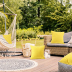 Boao 4 Pack Decorative Outdoor Waterproof Throw Pillow Covers, Square Patio Balcony Garden Waterproof Cushion Case, Pu Coating Pillow Shell For Couch,Bed, Patio, Sofa,Tent,18 X 18 Inch(Bright Yellow)