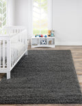 Rugs.com - ber Cozy Solid Shag Collection Rug - 8 x 10 Graphite Gray Shag Rug Perfect for Living Rooms, Large Dining Rooms, Op