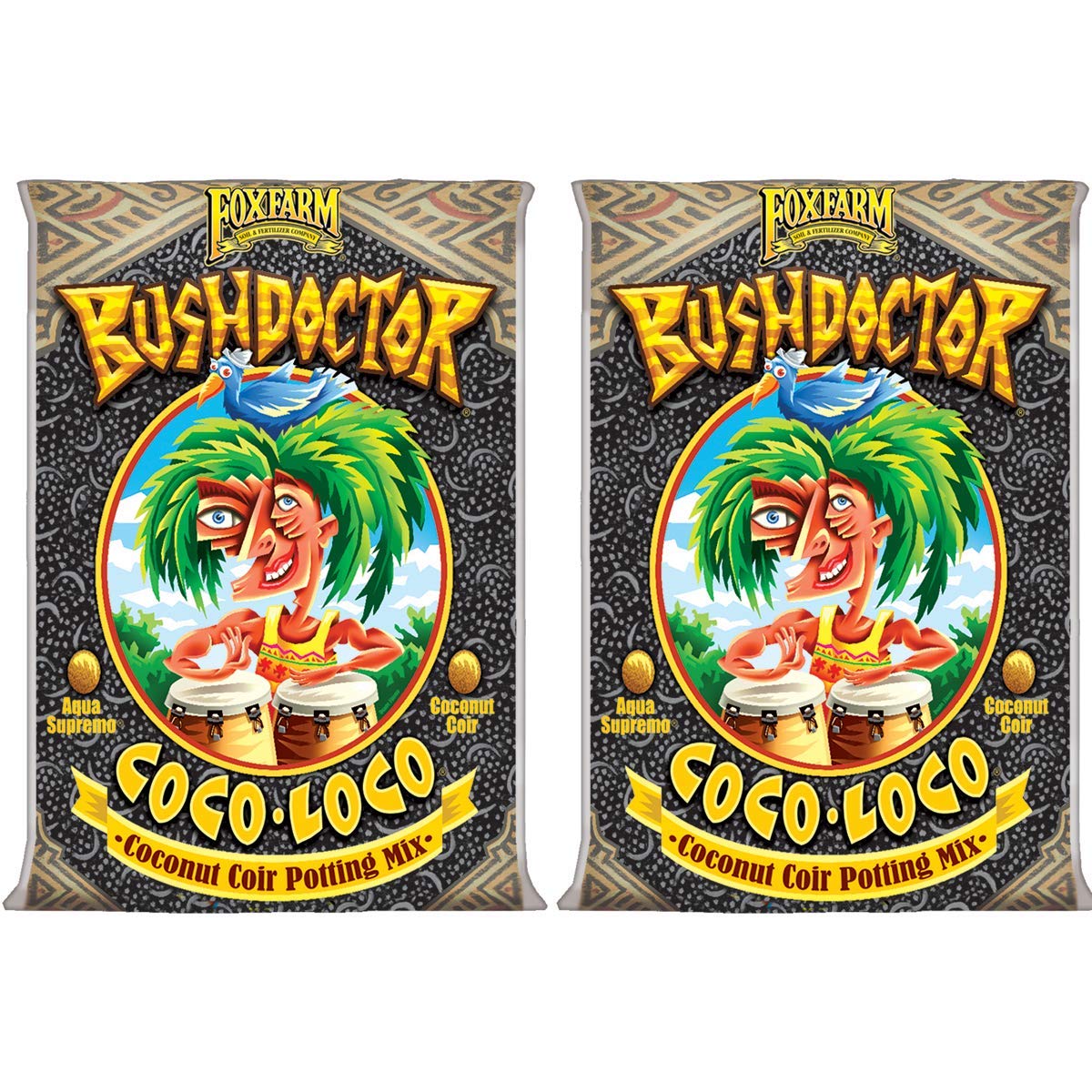 Foxfarm Fx14100 Bush Doctor Coco Loco Plant Garden Indoor/Outdoor Potting Soil Mix For Plants, 2 Cubic Feet (2 Pack)