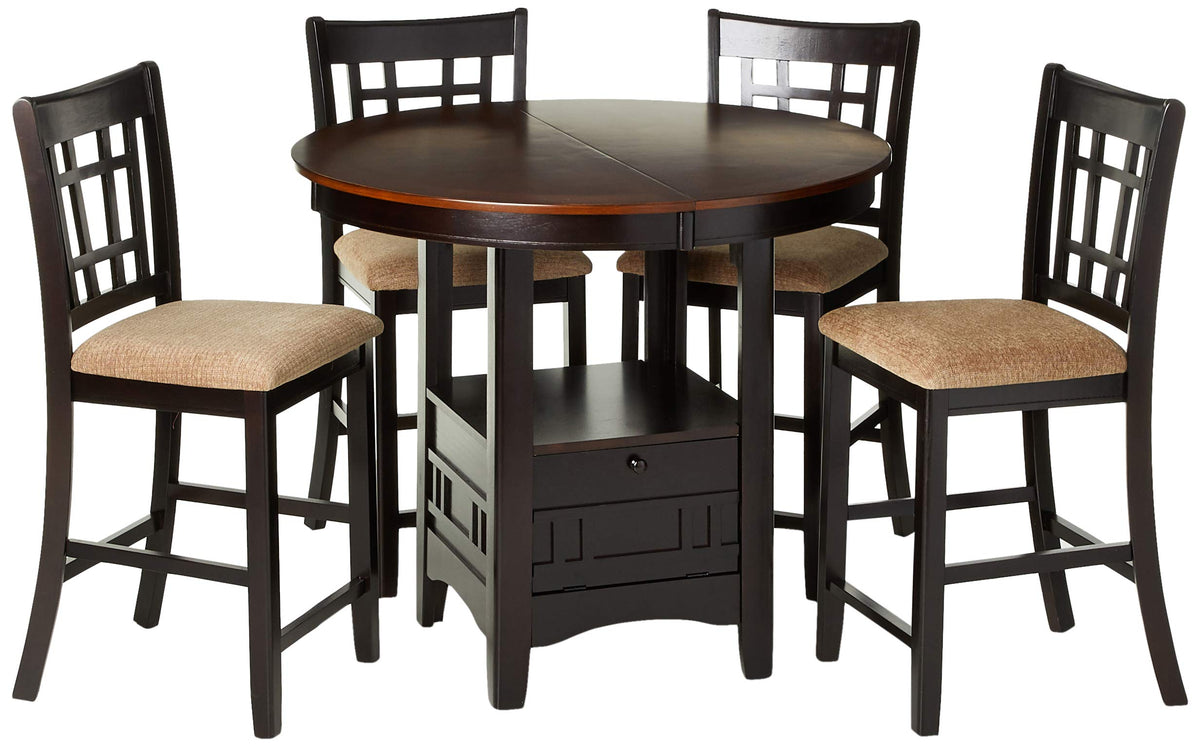 Coaster Furniture Lavon 5-Piece Storage Counter Table Dining Set Tan And Espresso 105278-S5