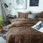 Mixinni Leopard Print Duvet Cover King Size Long Staple Cotton Bedding Set With Zipper Closure Ties, Perfect For Man And Woman,