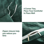 Avelom Dark Green Seersucker Duvet Cover Set Full Size (80 X 90 Inches), 3 Pieces (1 Duvet Cover + 2 Pillow Cases), Ultra Soft Washed Microfiber, Textured Duvet Cover With Zipper Closure, Corner Ties