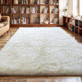 KCHOWUA 6x9 Cream Thick Fluffy Fuzzy Rug for Living Room,Off White Machine Washable Shaggy Plush Large Area Rug for Bedroom,Mode