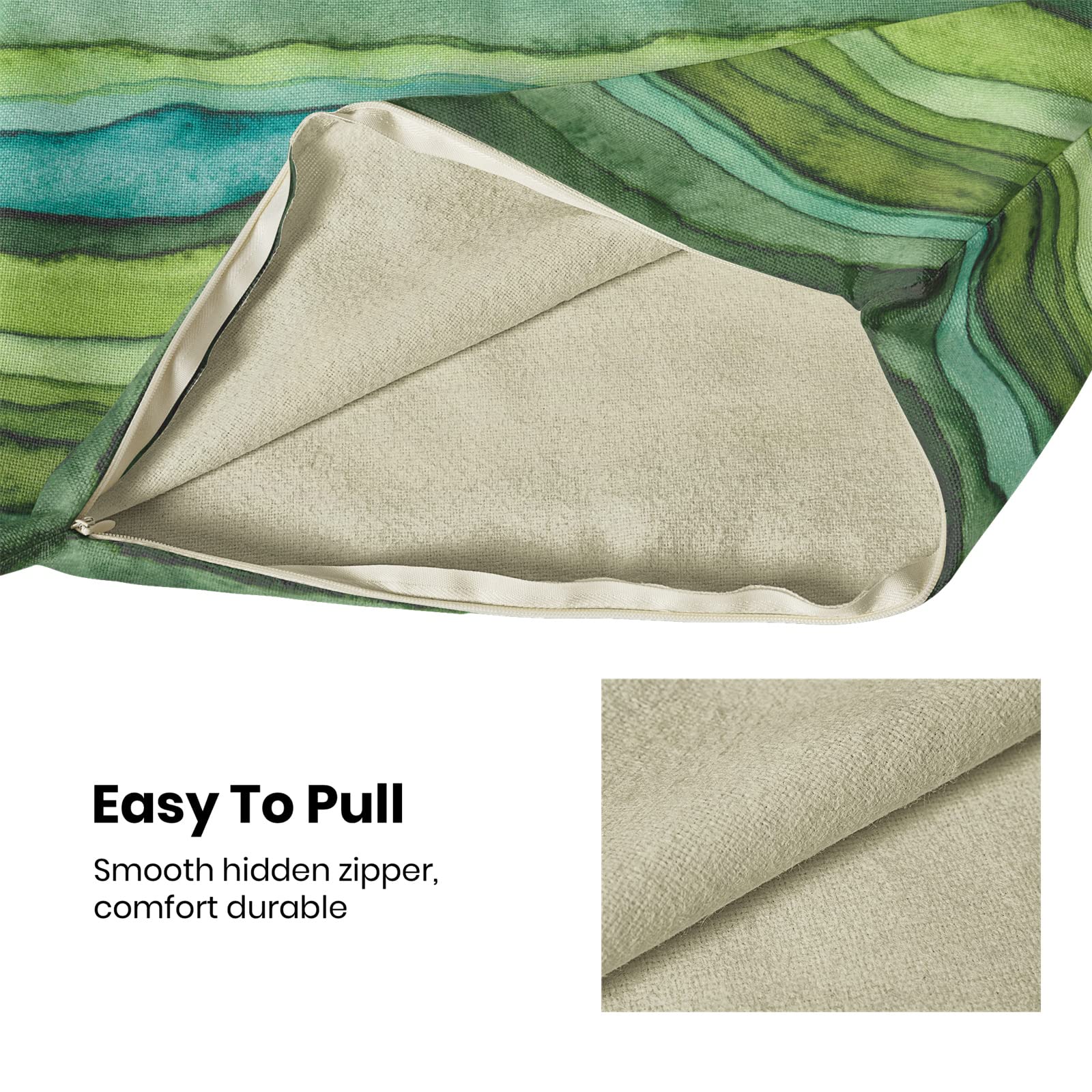 Betginy Blue Teal And Green Pillow Covers 20X20,Watercolor Striped Waves Outdoors Decorative Throw Pillows For Couch,Abstract Pa