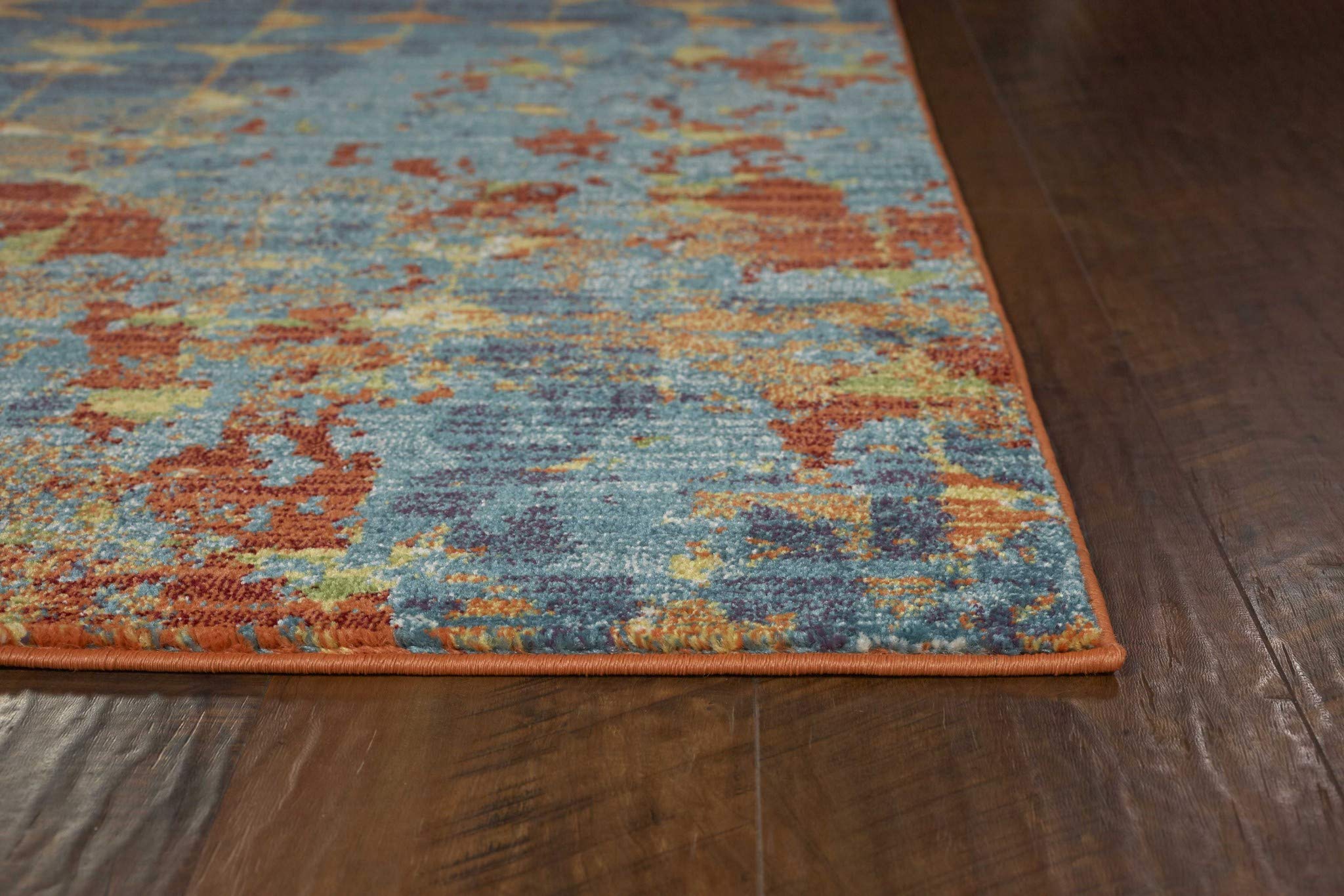 HomeRoots Polypropylene 3'x5' Blue Coral Machine Woven Abstract Triangular Strings Indoor Area Rug