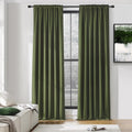 Donren 108 Inch Extra Length Blackout Curtains For Villa Bedroom, Dark Green Room Darkening Thermal Insulated Window Panels For Patio (52' Wide X 108' Long,Olive,2 Pieces)