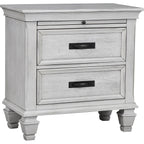 Coaster Home Furnishings Franco Farmhouse Wood 2-Drawer Bedroom Nightstand Bedside Table Organizer Unit Distressed White 205332