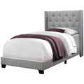 Monarch Specialties I Size/Grey Linen with Chrome Trim Twin Bed, Double,