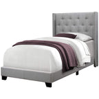 Monarch Specialties I Size/Grey Linen with Chrome Trim Twin Bed, Double,