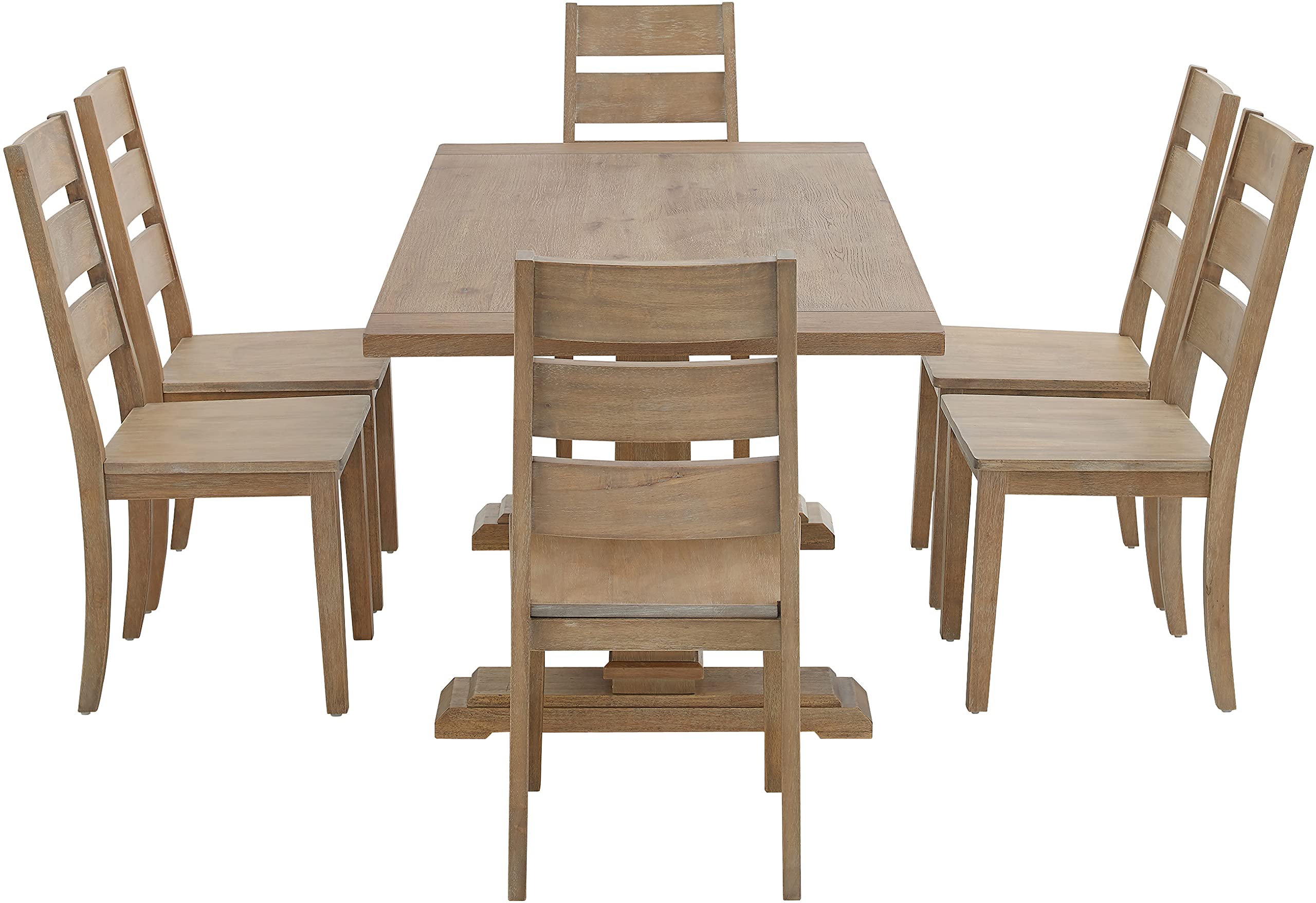Crosley Furniture Joanna 7-Piece Modern Farmhouse Dining Table Set for 6 with Ladderback Chairs, Rustic Brown