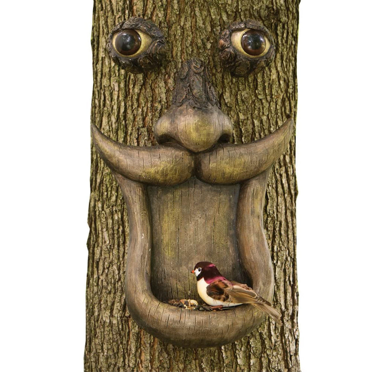 Bits And Pieces - Tree Face Bird Feeder - Yard Decorations - Whimsical Tree Hugger Sculpture - Indoor/Outdoor Decoration - Garde