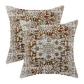 Aeioae Boho Pillow Covers 16X16 Inch Set Of 2,Brown Beige Carpet Pattern Throw Pillows Case,Ethnic Design Retro Outdoor Decorati