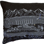 HomeRoots Grey 24' Black Homer Spit Nighttime Skyline Lumbar Decorative Pillow