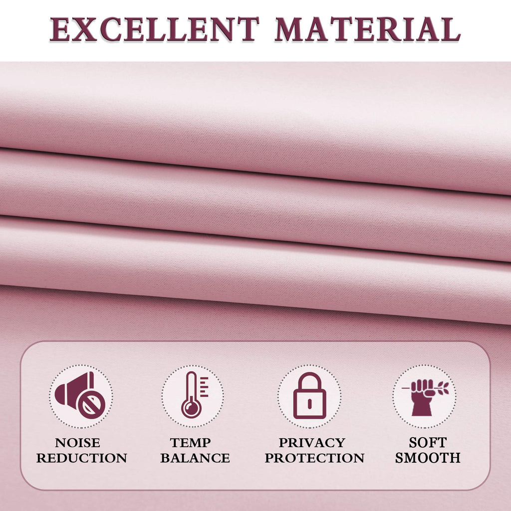 Donren Pink Short Curtain Valances For Girls Room -Rod Pocket Solid Blackout Curtain Tiers For Kids Room (30 Inch X 24 Inch,2 Panels)