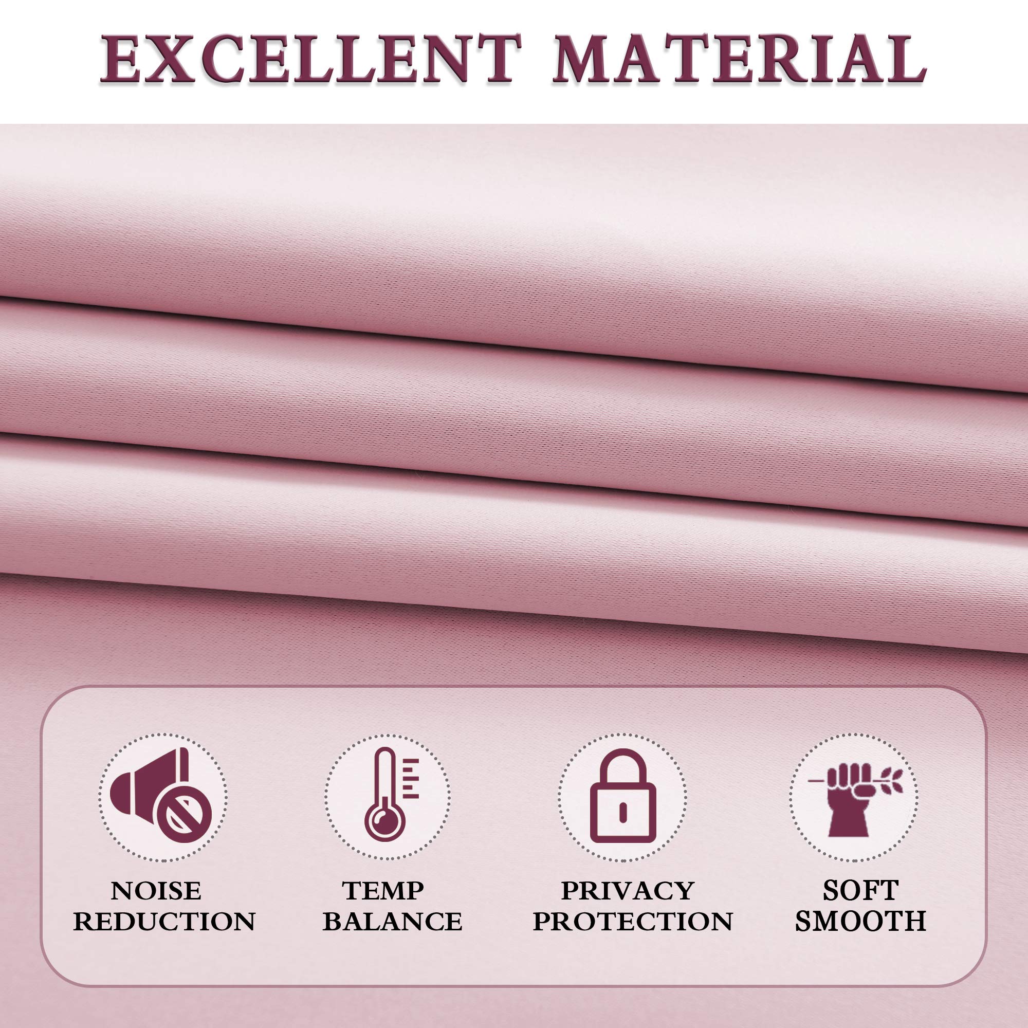 Donren Pink Short Curtain Valances For Girls Room -Rod Pocket Solid Blackout Curtain Tiers For Kids Room (30 Inch X 24 Inch,2 Panels)