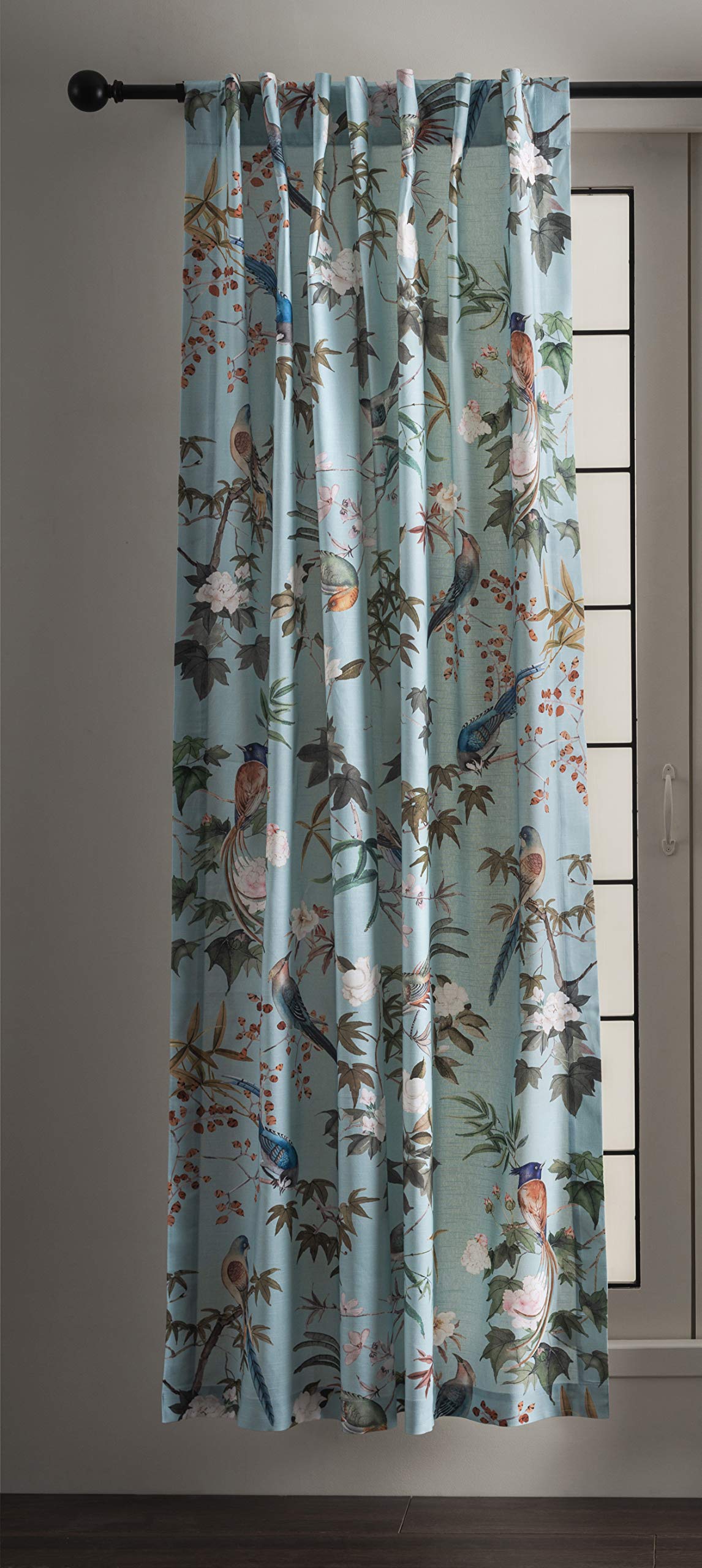 Maison D' Hermine 100% Cotton Curtain - 50'X108' Blue Decorative Curtain - Aesthetic Curtains For Farmhouse, Kitchen & Bedroom
