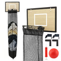 Over the Door Basketball Laundry Hamper, Wooden Backboard Hanging Laundry Basket with Removable Zipper Mesh Bag, NoDrill Space