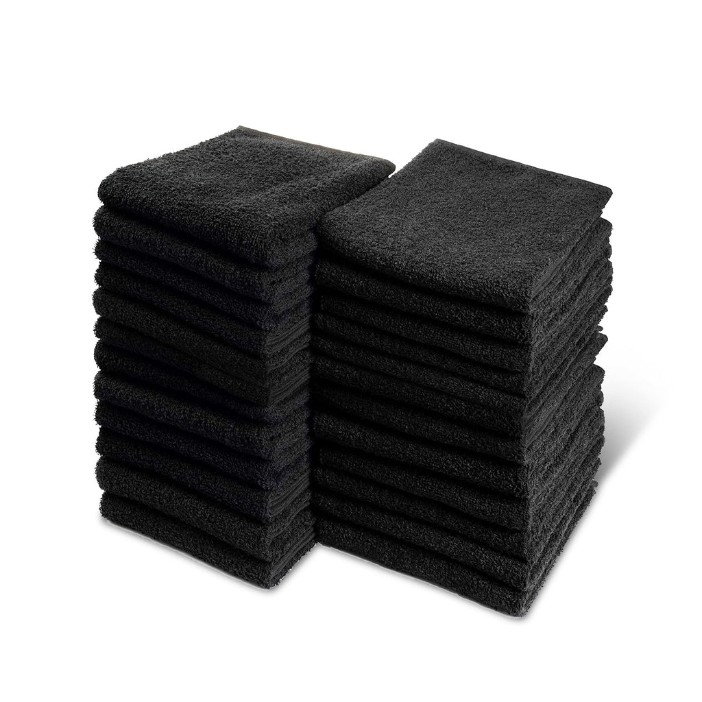 Groko Textiles Black Bleach Proof Towels Set, 48 Pack 100% Cotton 16' X 27' Color Safe, Stain Resistant, Quick Drying Towels f