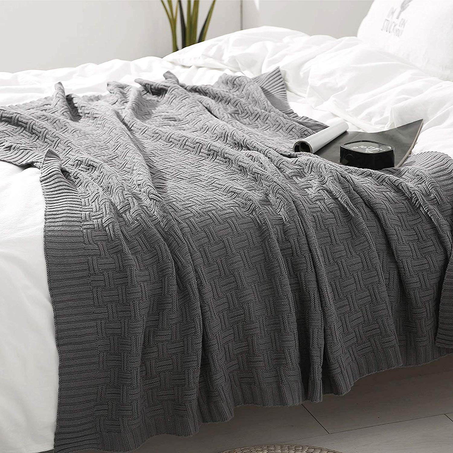 Vanrolldex Cable Knit Throw Blanket For Couch Sofa Car Home Decor 51 X 70In