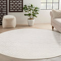 Nourison Versatile Indoor/Outdoor Ivory White 8' X Round Area Rug, Easy Cleaning, Non Shedding, Bed Room, Living Room, Dining Ro