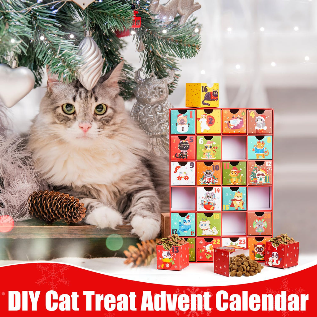 Empty Advent Calendar To Fill Yourself, Cat Advent Calendar 24 Day Countdown To Christmas Calendar -Add Your Own Treats And Snac