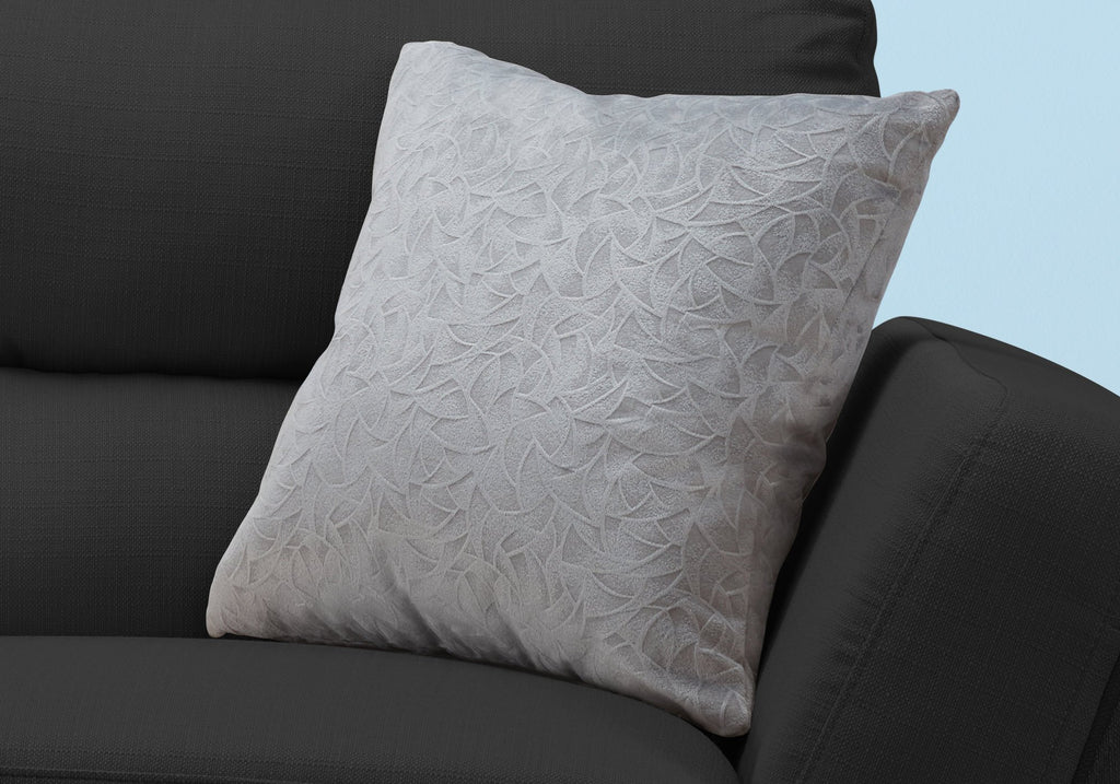 Monarch Specialties 9256, 18 X 18 Square, Insert Included, Decorative Throw, Accent, Sofa, Couch, Bedroom, Polyester, Hypoallergenic, Grey, Modern Pillow 18'X 18' Light Floral Velvet 1Pc