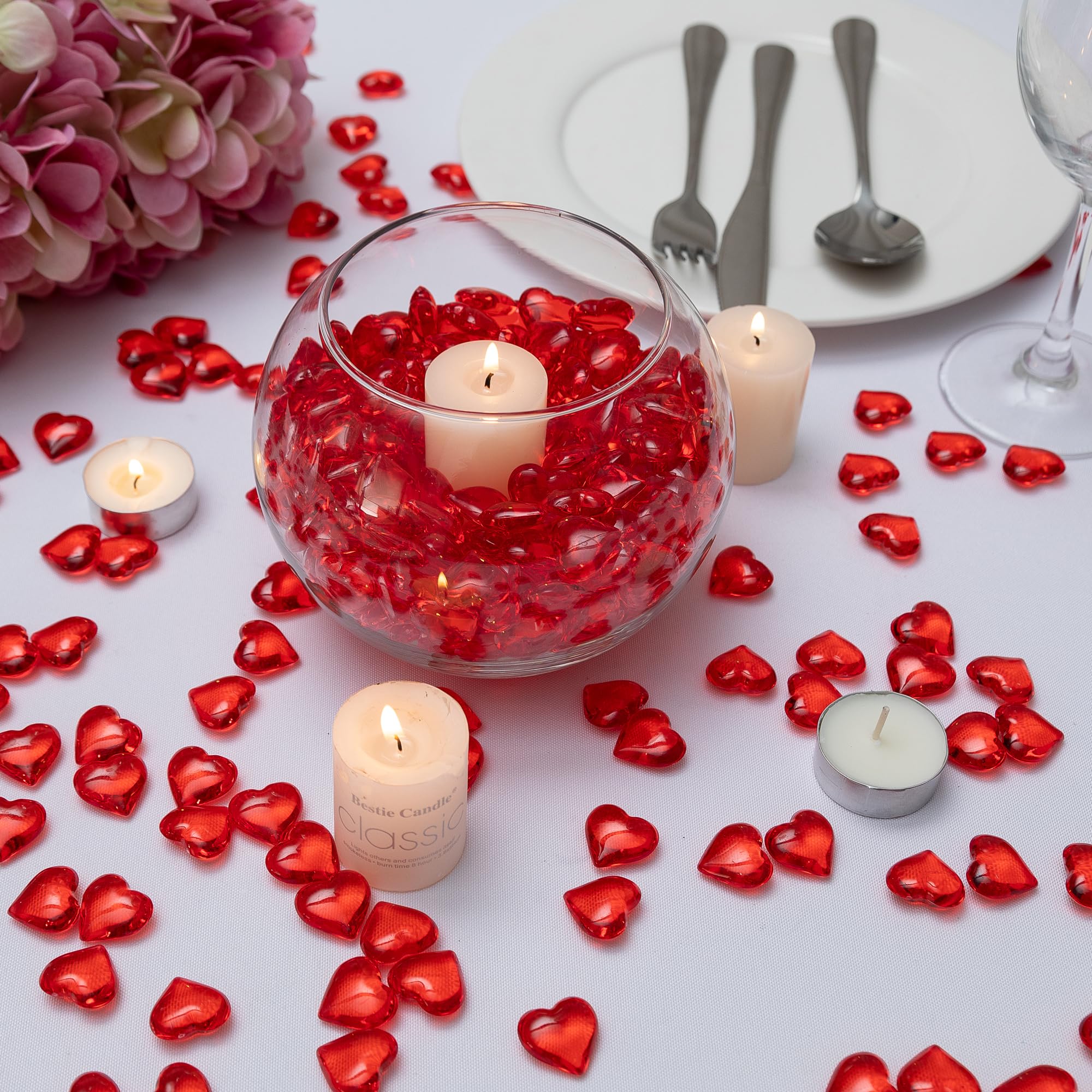 Aifans Vase Fillers For Home Deco And Centerpieces,Heart Shaped Marbles For Vases,Acrylic Heart Gems For Table Scatter,Valentine