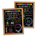 Whatsign First Day Of School Sign Board - 10.3' X 13.2' Double Sided Wooden Frame First Day Of School Chalkboard Reusable - Ba